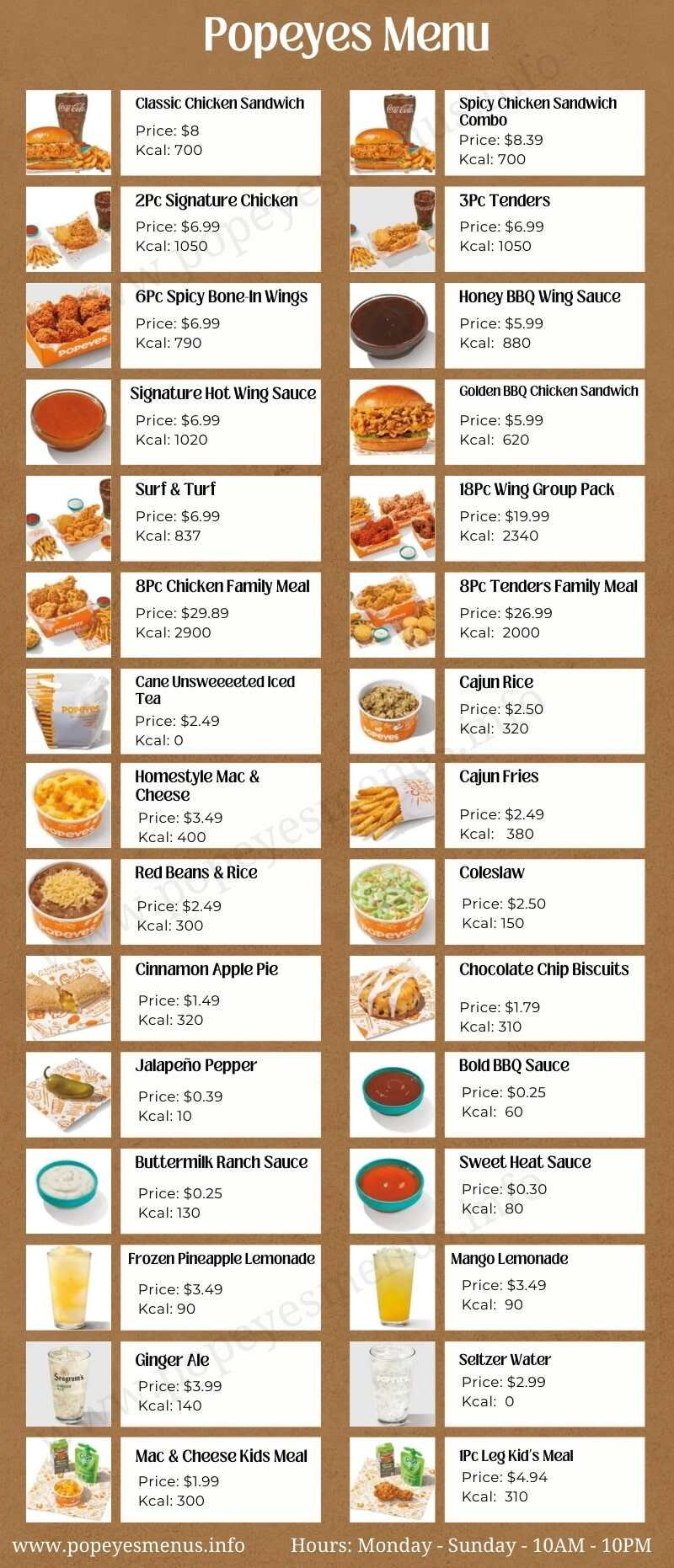 Popeyes Menu With Prices